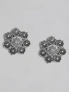 justpeachy Silver-Plated Floral Studs