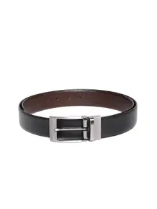 JUNGLER Men Black & Coffee Brown Leather Solid Reversible Belt