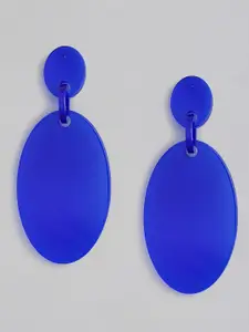 justpeachy Blue Oval Drop Earrings