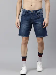 Kook N Keech Men Navy Blue Solid Regular Fit Denim Shorts