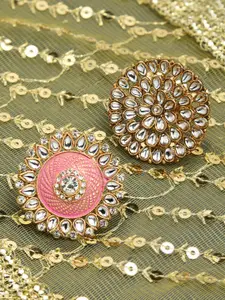 Zaveri Pearls Set Of 2 Gold-Plated Meenakari & Kundan-Studded Finger Rings