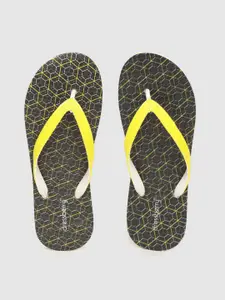 DressBerry Women Yellow & Black Geometric Print Thong Flip-Flops