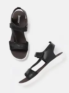 Roadster Women Black Solid Sports Sandals