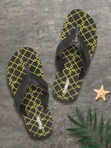 Roadster Women Black & Yellow Geometric Print Thong Flip-Flops