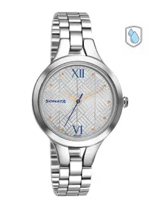 Sonata Women Silver-Toned Analogue Watch 8151SM06