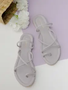 Vishudh Women Mauve Solid One Toe Flats