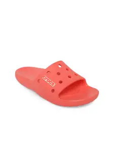 Crocs Classic  Women Coral Orange Solid Sliders