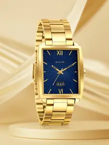 Sonata Men Blue & Gold-Toned Analogue Watch 7143YM01