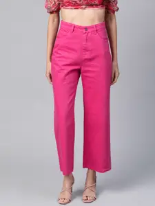 SASSAFRAS Women Fuchsia Relaxed Fit High-Rise Jeans