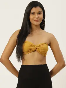 Besiva Women Mustard Yellow Knotted Front Bandeau Bralette