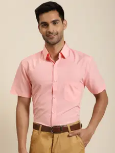 SOJANYA Men Pink Pure Cotton Classic Regular Fit Solid Formal Shirt