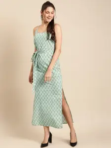 MABISH by Sonal Jain Women Sea Green Cotton Printed Maxi Dress