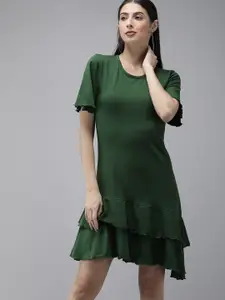 The Dry State Women Green Solid A-Line Dress