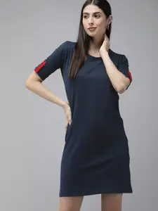 The Dry State Women Navy Blue Solid T-shirt Dress