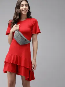 The Dry State Women Red Solid A-Line Dress