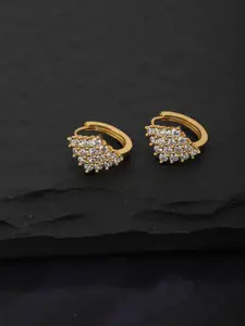 Carlton London Gold-Plated Stone Studded Contemporary Huggie Hoop Earrings