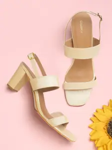 CORSICA Women Gold-Toned Shimmer Block Heels