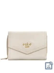 Eske Women White Solid Leather Wallet