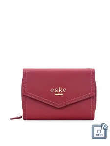 Eske Women Magenta Textured Leather Envelope Wallet