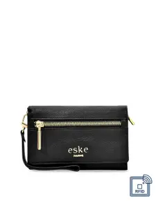 Eske Women Black Solid Leather Wallet