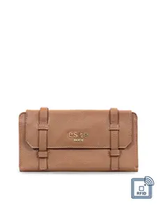 Eske Women Brown Solid Leather Wallet
