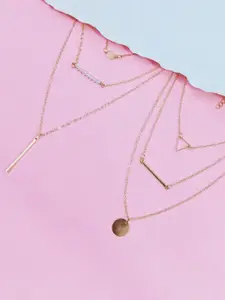 OOMPH Set Of 2 Gold-Toned Alloy Layered Necklace