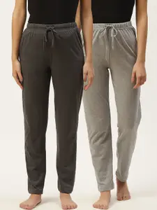 ETC Women Pack of 2 Pure Cotton Solid Lounge Pants