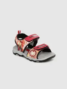 toothless Boys Red & Yellow Marvel Avengers Iron Man Printed Sports Sandals