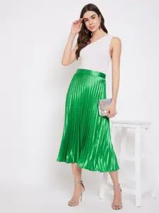 Uptownie Lite Women Satin Accordion Pleated Midi Skirt
