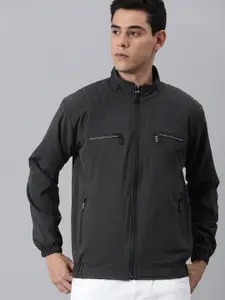 VOXATI Men Charcoal Grey Windcheater Bomber Jacket