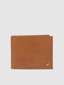Louis Philippe Men Tan Brown Solid Two Fold Leather Wallet