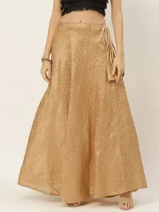 Studio Shringaar Women Beige & Golden Banaras Brocade Self Design Lehenga Skirt