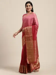 Shaily Maroon & Golden Silk Blend Ombre Dyed Saree
