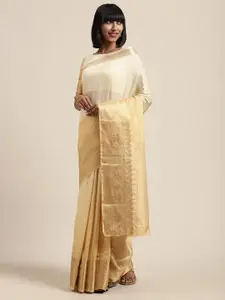 Shaily Beige & Gold-Toned Silk Blend Ombre Dyed Saree