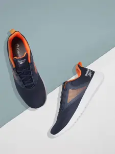 Reebok Men Navy Blue & Orange Protonium Lite Woven Design Running Shoes
