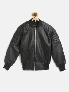 Leather Retail Boys Black Solid Lightweight Bomber Jacket