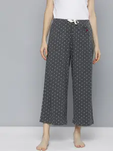 Chemistry Women Charcoal Grey & White Conversational Cropped Lounge Pants