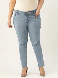 PARIS HAMILTON Women Blue Solid Slim Fit High-Rise Stretchable Jeans