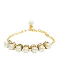 Zaveri Pearls White & Gold-Plated Charm Bracelet