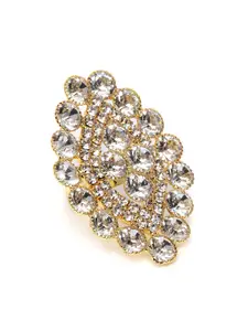 Zaveri Pearls Women White & Gold-Plated Stone Studded Finger Ring