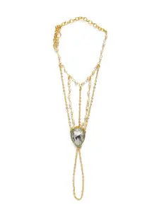 Zaveri Pearls Gold-Toned Multistrand Pearl Ring Bracelet