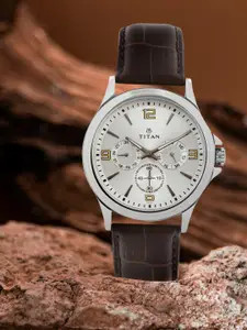 Titan Men Silver-Toned Dial Watch 1698SL01