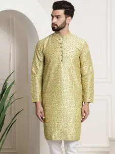 SOJANYA Men Green & Brown Ethnic Motifs Printed Kurta