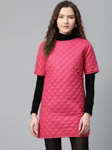 SASSAFRAS Women Pink Quilted Shift Dress