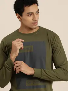 Difference of Opinion Men Olive Green Printed Round Neck T-shirt