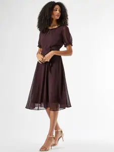 DOROTHY PERKINS Women Burgundy Solid A-Line Dress