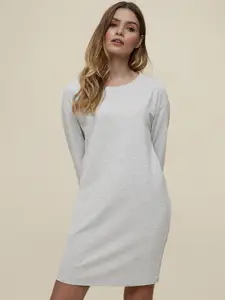 DOROTHY PERKINS Women Grey Melange Solid Sweatshirt Dress
