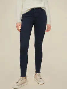 DOROTHY PERKINS Women Navy Blue Alex Skinny Fit Mid-Rise Clean Look Stretchable Jeans