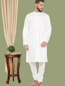 TATTVA Men White Solid Straight Kurta