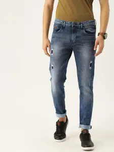 Campus Sutra Men Blue Slim Fit Bio Wash Mid-Rise Mildly Distressed Jeans